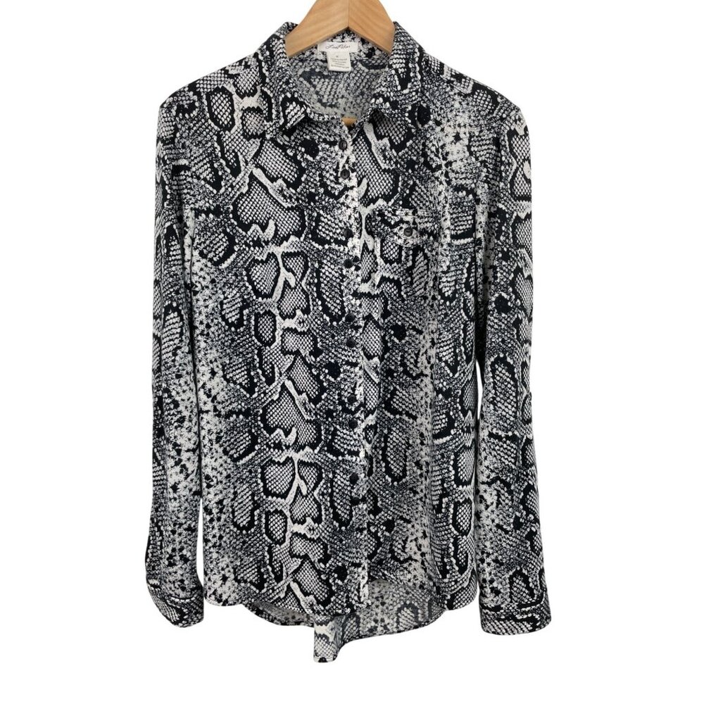 Womens Button-Down Snake Print Blouse Size M By Love Potion